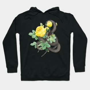 Vintage Black Snake and Yellow Roses Hoodie